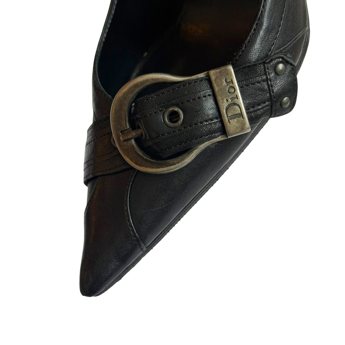Christian Dior Galliano Leather Belted Pointed Toe Pumps