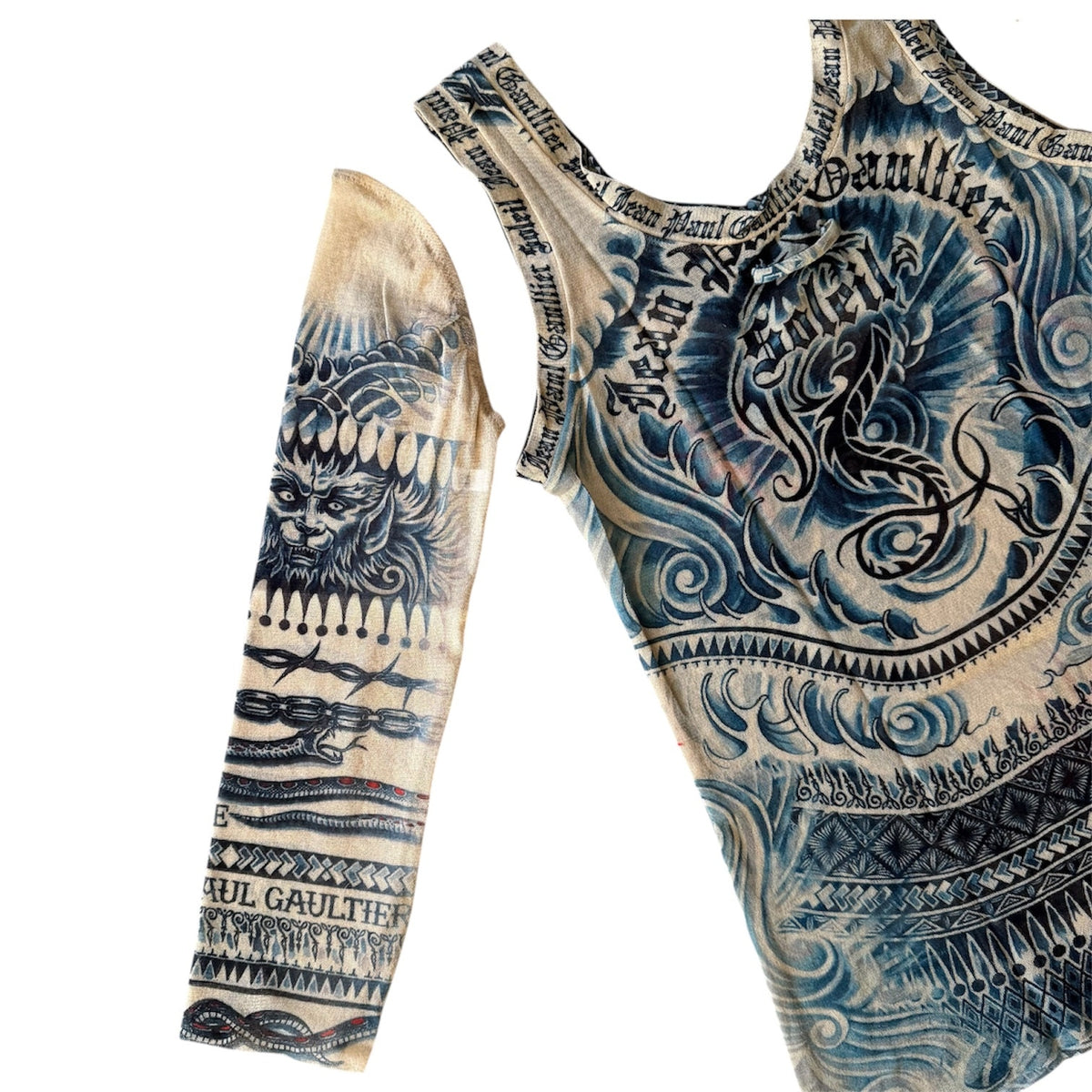 Jean Paul Gaultier Soleil Tattoo Mesh Tank Top