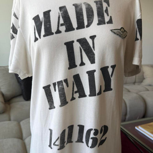 Dolce & Gabbana Made In Italy Stencil Print White T-Shirt