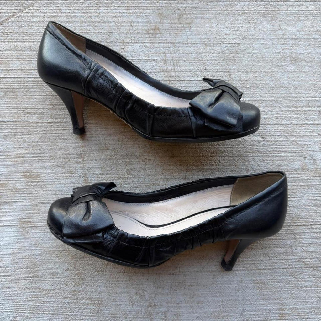Prada Bow Black Leather Y2K Pumps