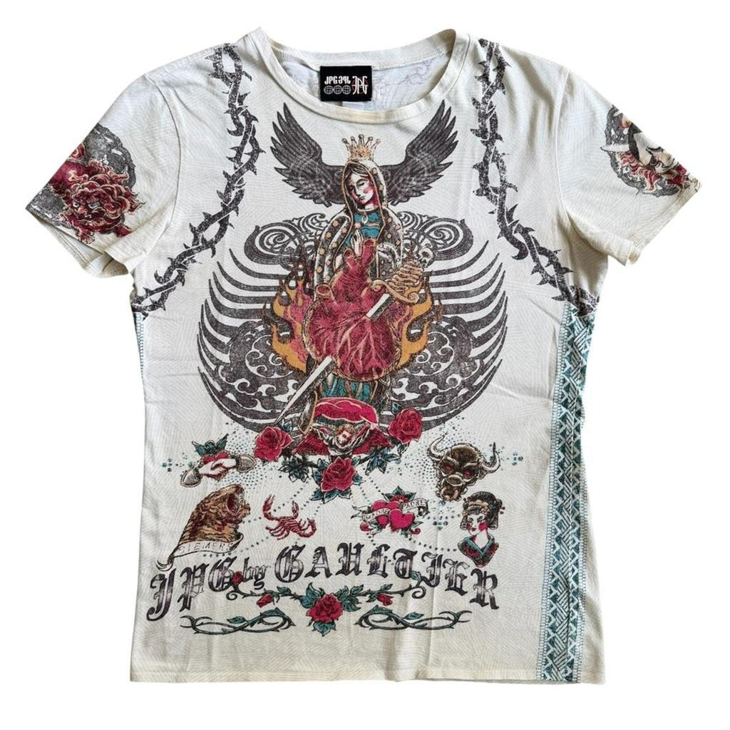 Jean Paul Gaultier Jesus & Mary Tattoo Print T-Shirt