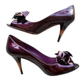 Miu Miu Bow Burgundy Patent Peep-Toe Pumps