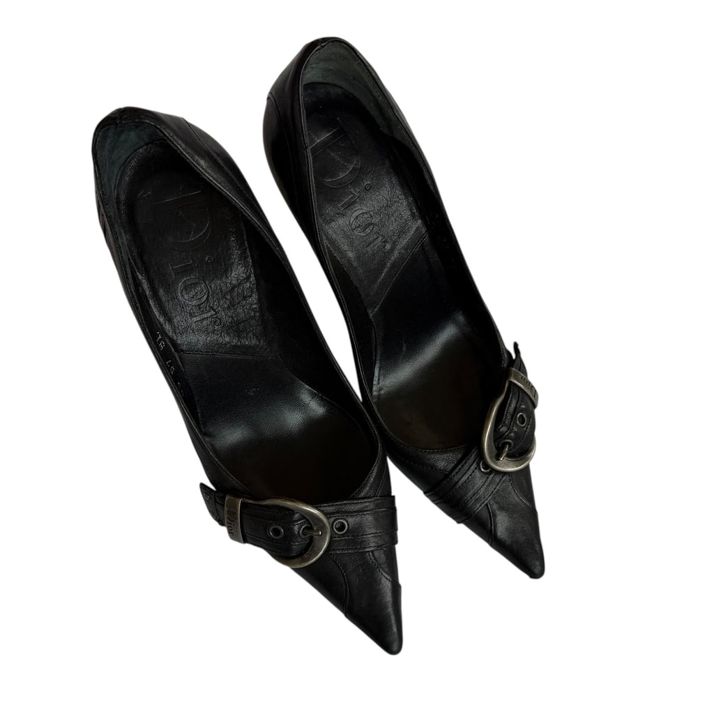 Christian Dior Galliano Leather Belted Pointed Toe Pumps