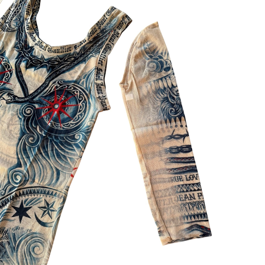 Jean Paul Gaultier Soleil Tattoo Mesh Tank Top