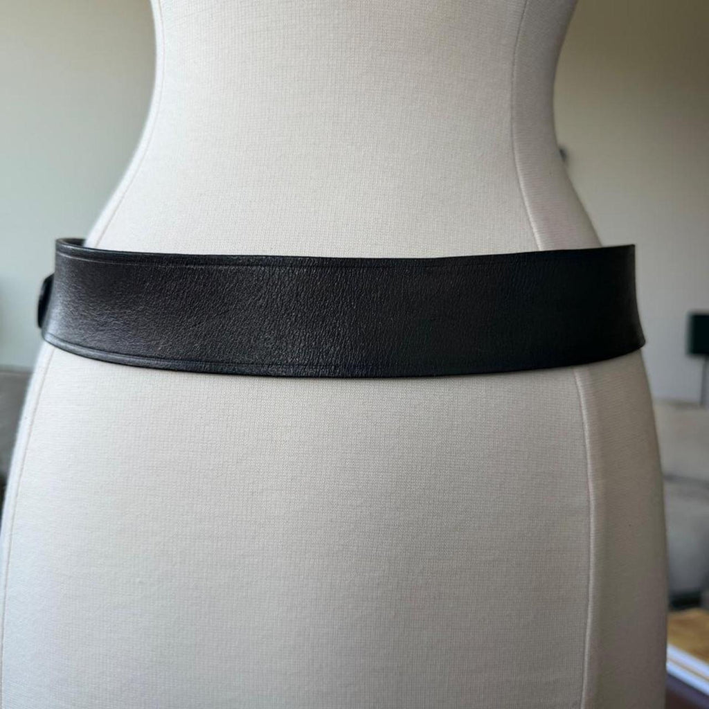 Dsquared2 Purple Brass Logo Buckle Black Leather Belt