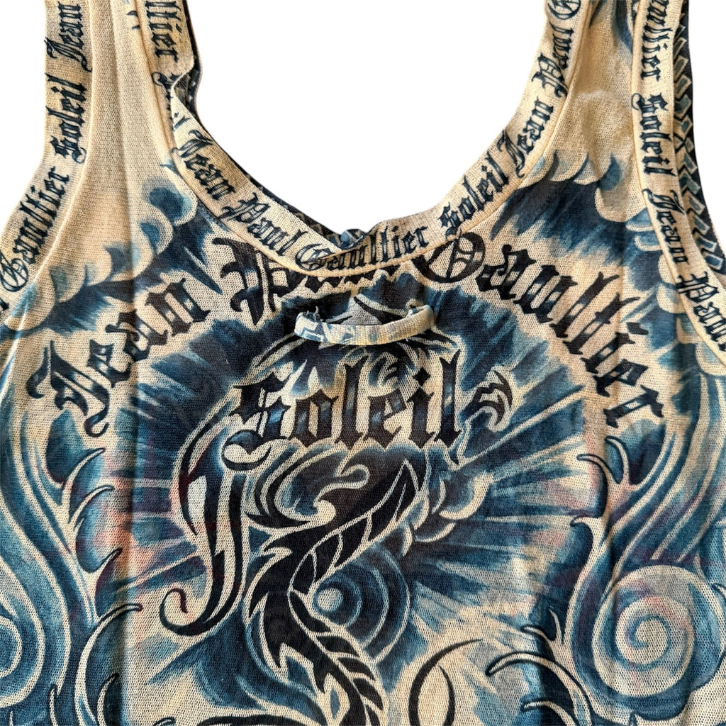 Jean Paul Gaultier Soleil Tattoo Mesh Tank Top