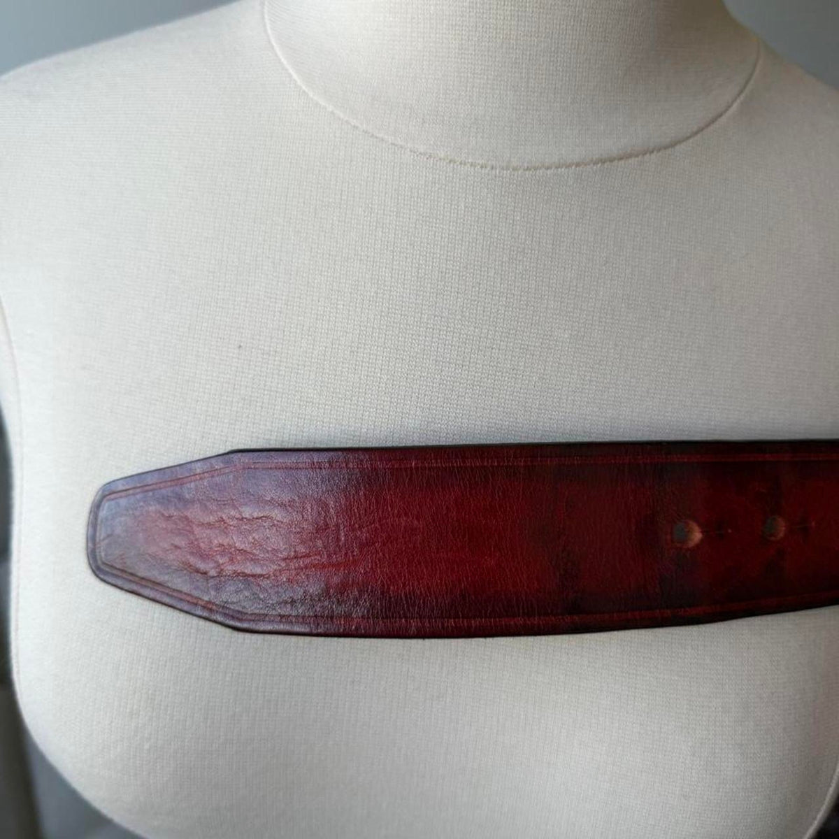 Dsquared2 Brass Logo Buckle Red/Brown Leather Belt
