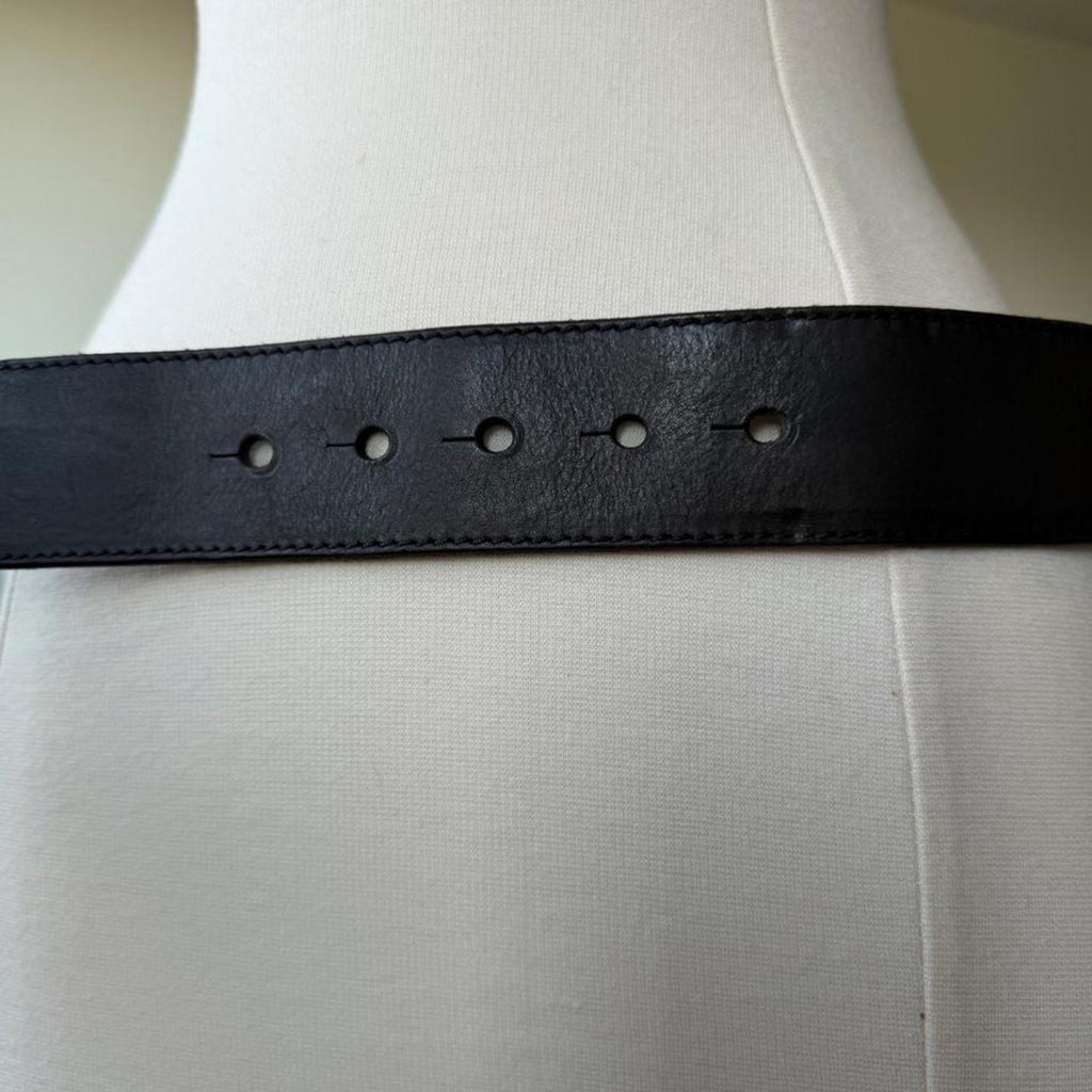 Dsquared2 SS2005 Hawaii Logo Buckle Black Leather Belt