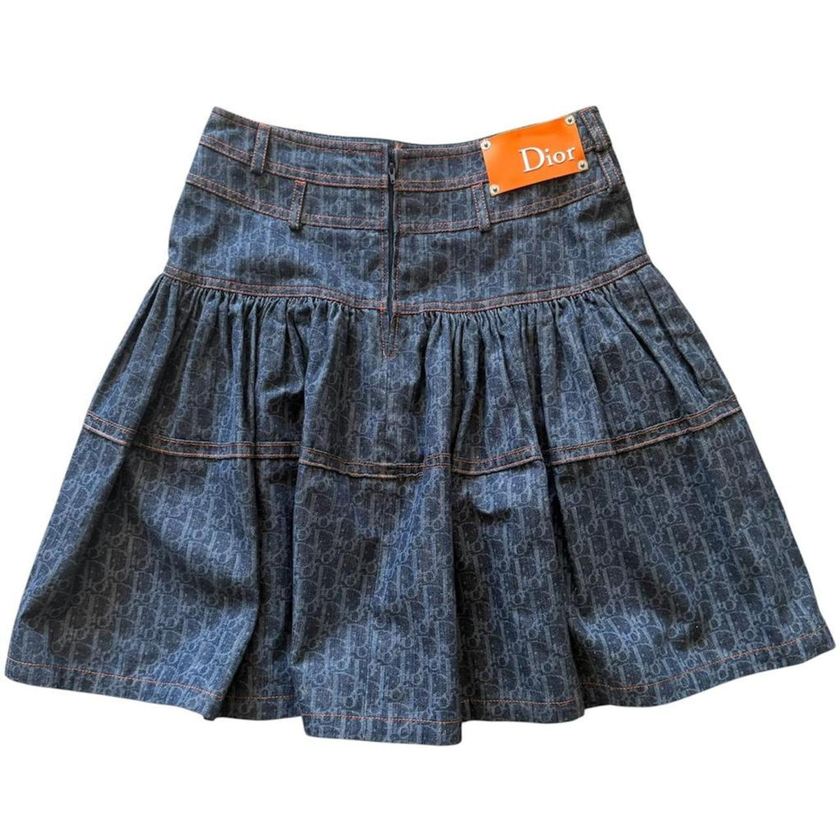 Christian Dior Trotter Monogram Denim Flared Skirt