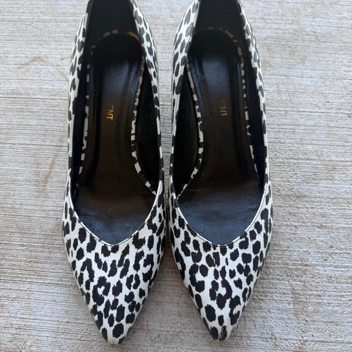 Saint Laurent Leopard Calf Hair Pointed Kitten Pumps