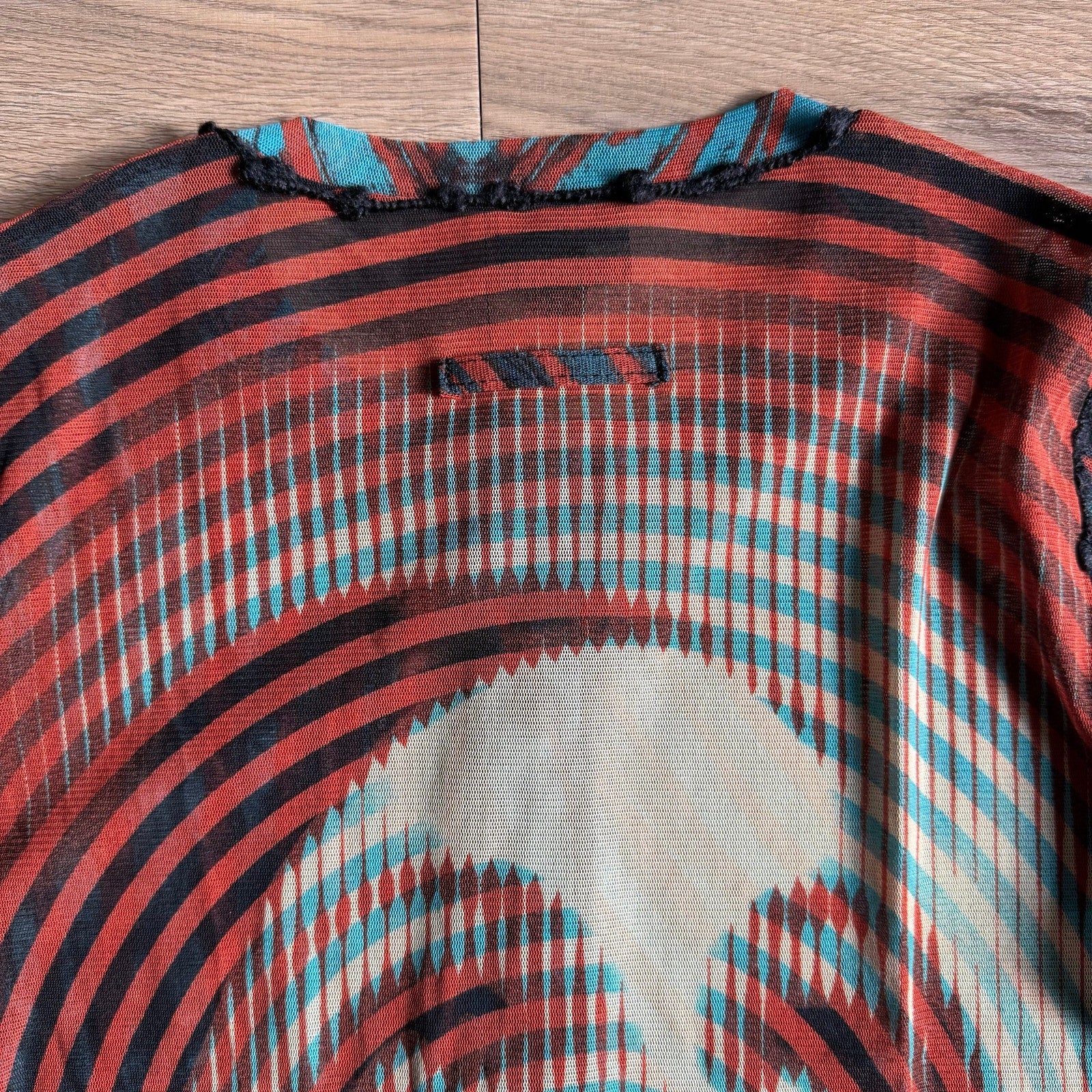 Jean Paul Gaultier Femme Psychedelic Face Graphic Mesh Cardigan