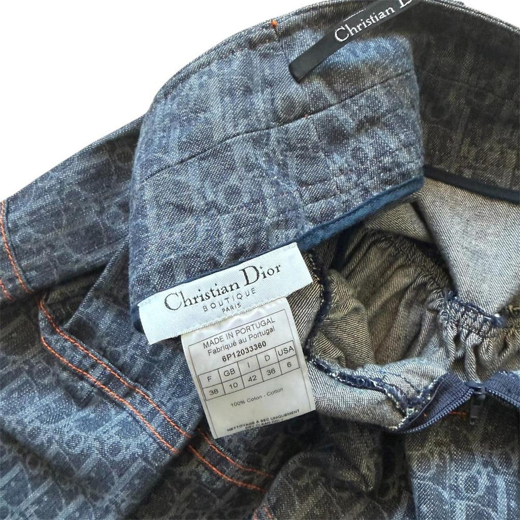 Christian Dior Trotter Monogram Denim Flared Skirt