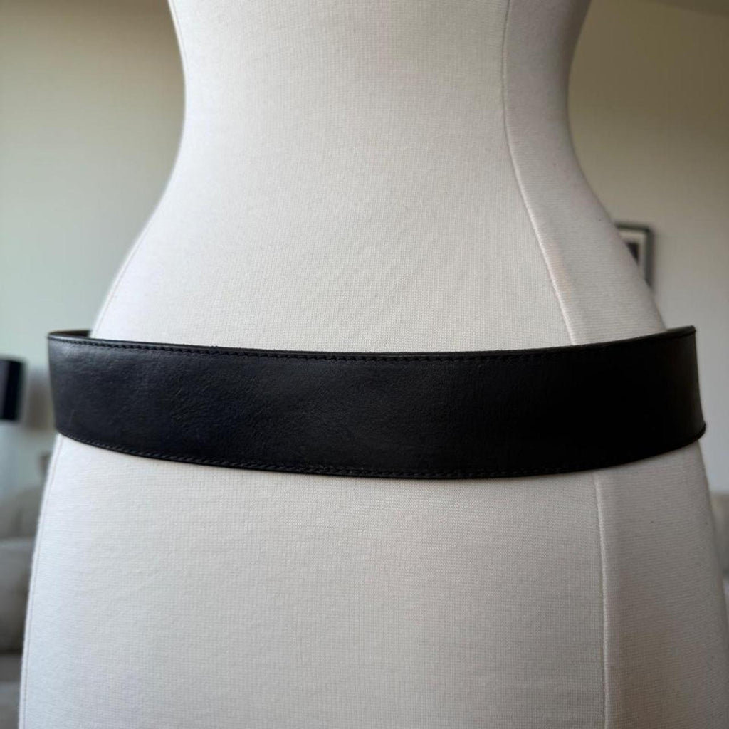 Dsquared2 SS2005 Hawaii Logo Buckle Black Leather Belt