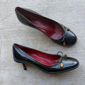 Gucci Bamboo Bow Black Patent Kitten Heel Pumps