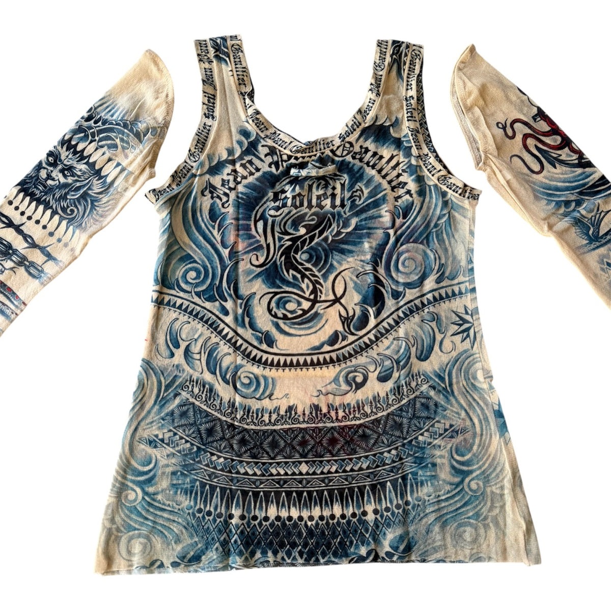 Jean Paul Gaultier Soleil Tattoo Mesh Tank Top
