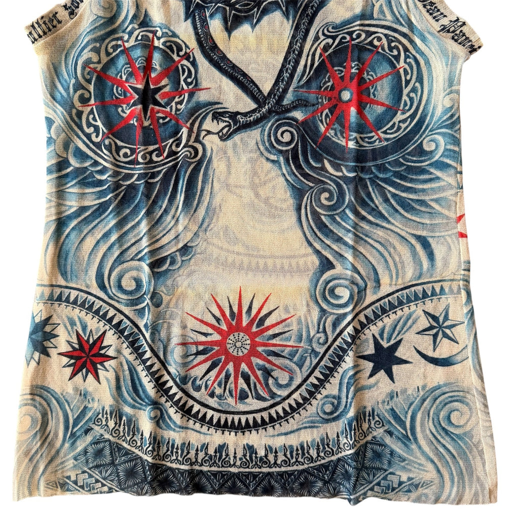 Jean Paul Gaultier Soleil Tattoo Mesh Tank Top