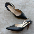 Fendi Selleria Black Leather Slingback Pumps