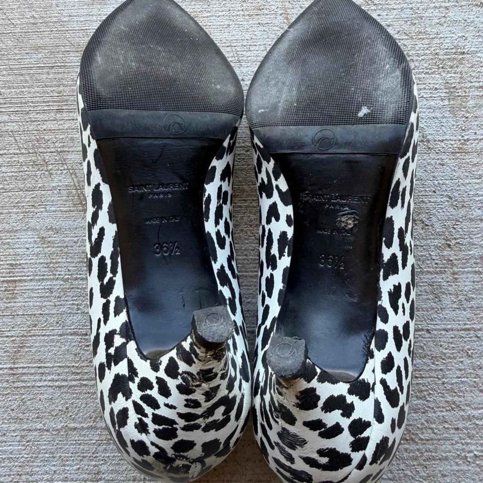 Saint Laurent Leopard Calf Hair Pointed Kitten Pumps