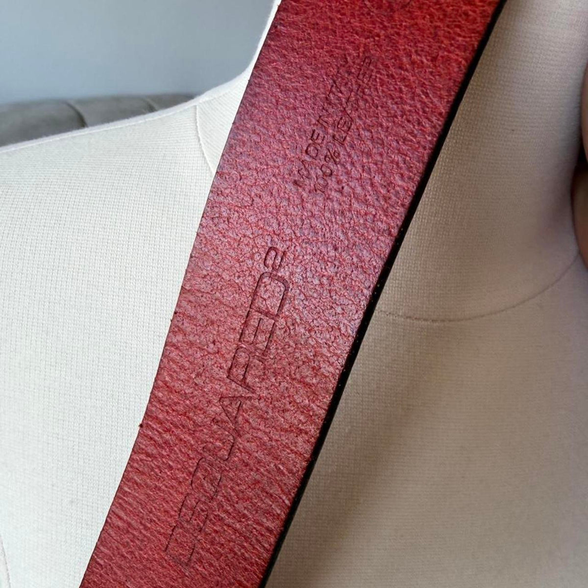 Dsquared2 Brass Logo Buckle Red/Brown Leather Belt