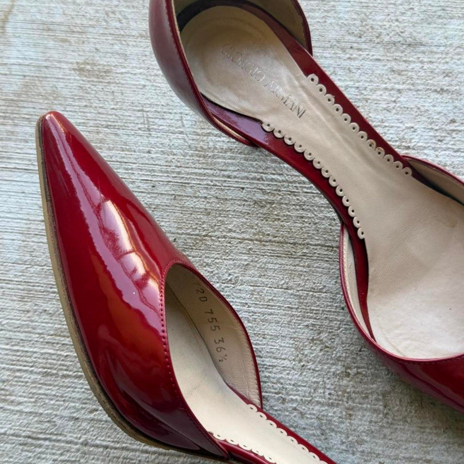 Giorgio Armani Red Patent Pointed-Toe d'Orsay Pumps
