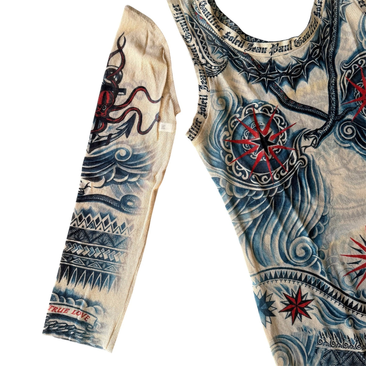 Jean Paul Gaultier Soleil Tattoo Mesh Tank Top
