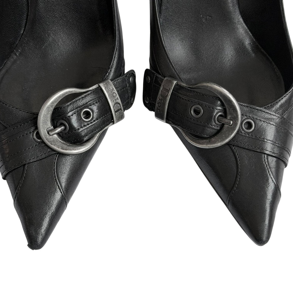 Christian Dior Galliano Leather Belted Pointed Toe Pumps