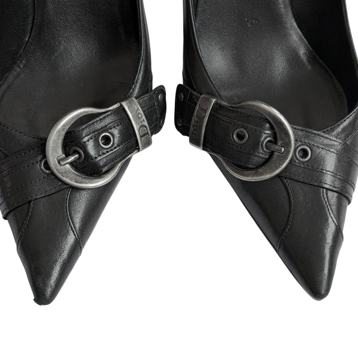 Christian Dior Galliano Leather Belted Pointed Toe Pumps