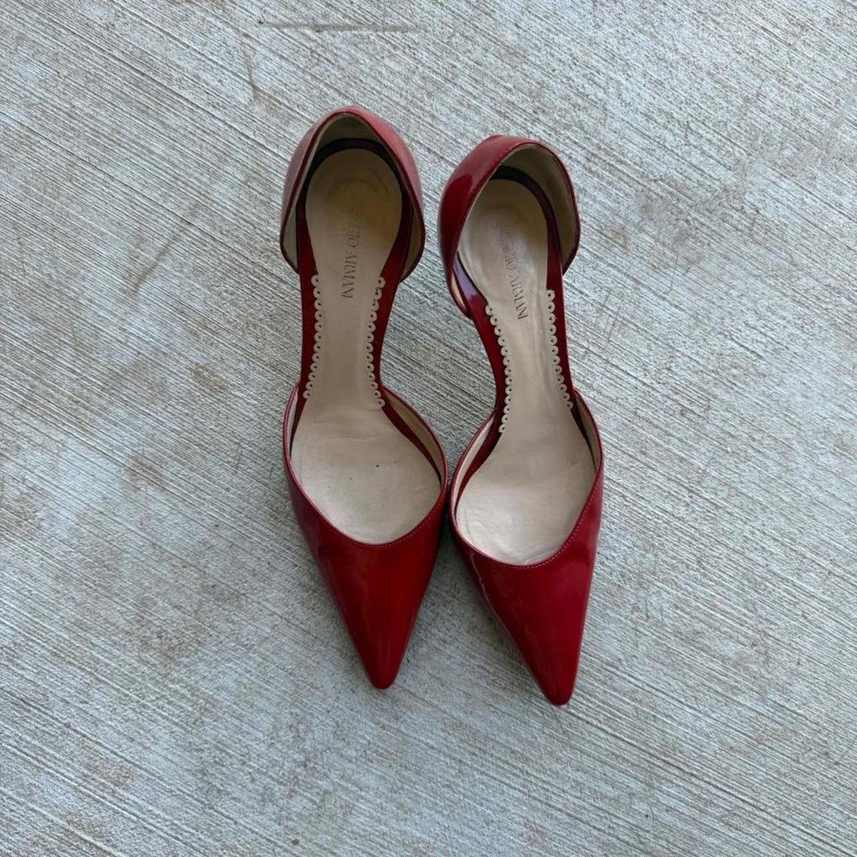 Giorgio Armani Red Patent Pointed-Toe d'Orsay Pumps