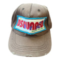 DSQUARED2 Patch Logo Cap Brown Distressed Paint Splatter