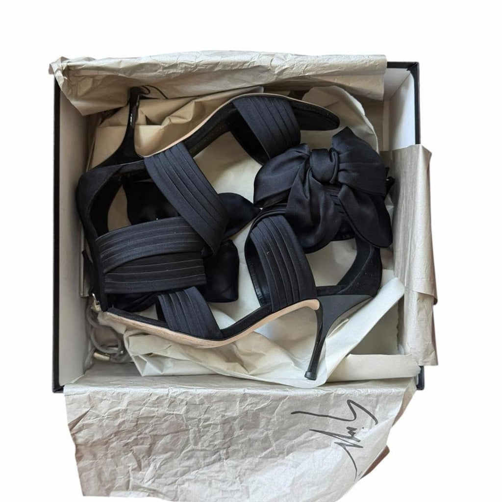 Giuseppe Zanotti Design Satin Ribbon Heeled Sandals Black