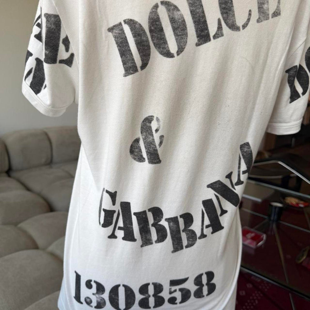Dolce & Gabbana Made In Italy Stencil Print White T-Shirt
