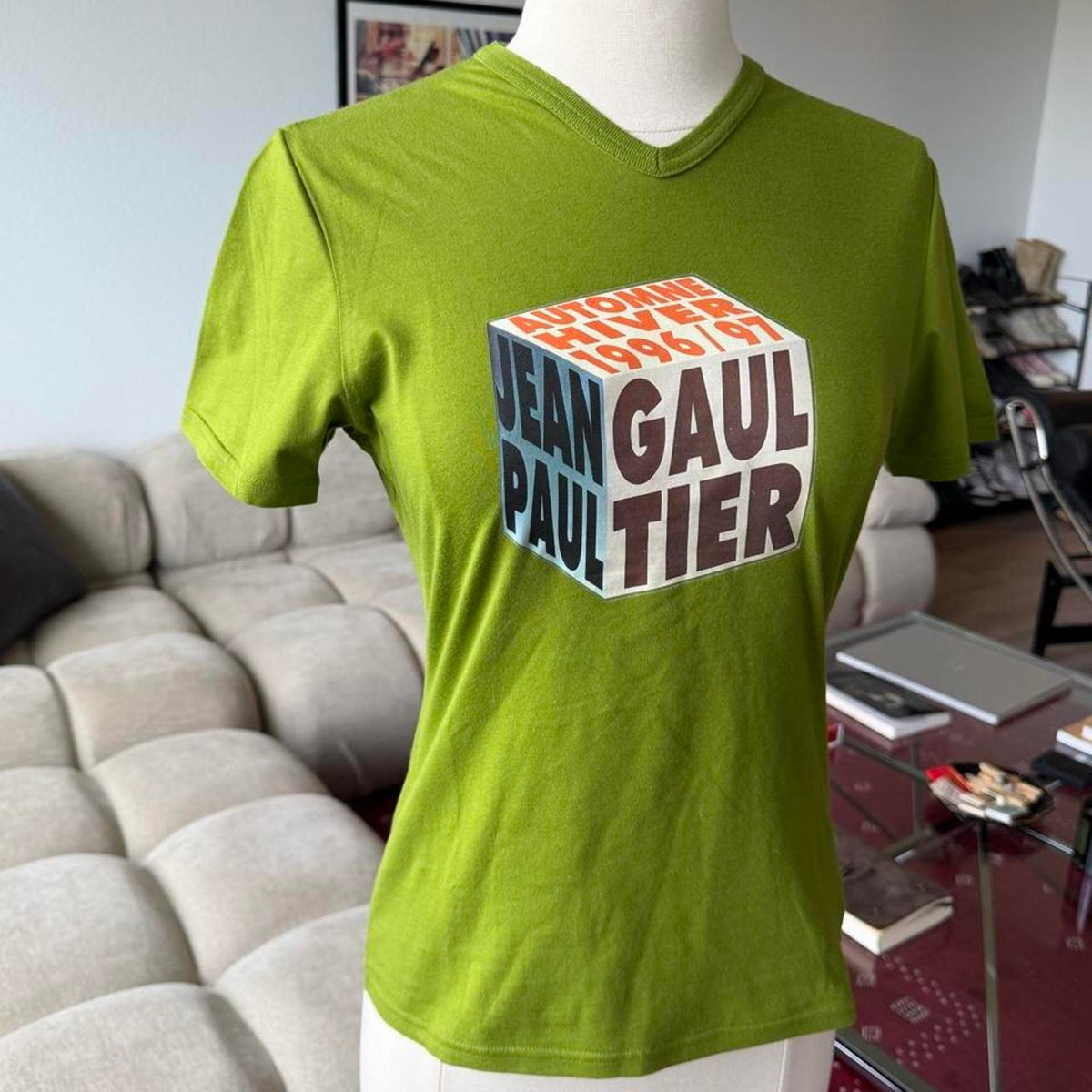 Jean Paul Gaultier AW1996 Cube Logo V-Neck T-Shirt