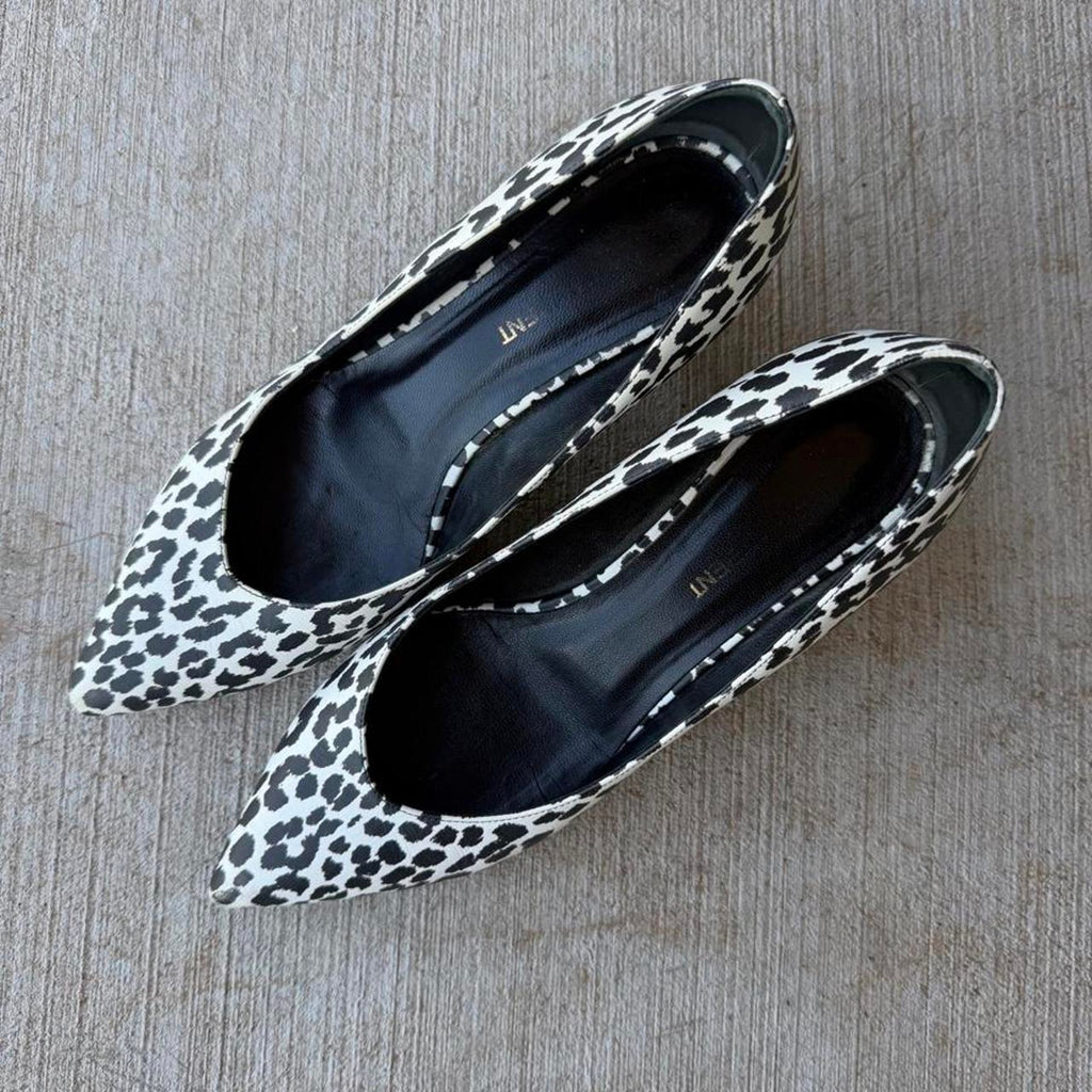 Saint Laurent Leopard Calf Hair Pointed Kitten Pumps