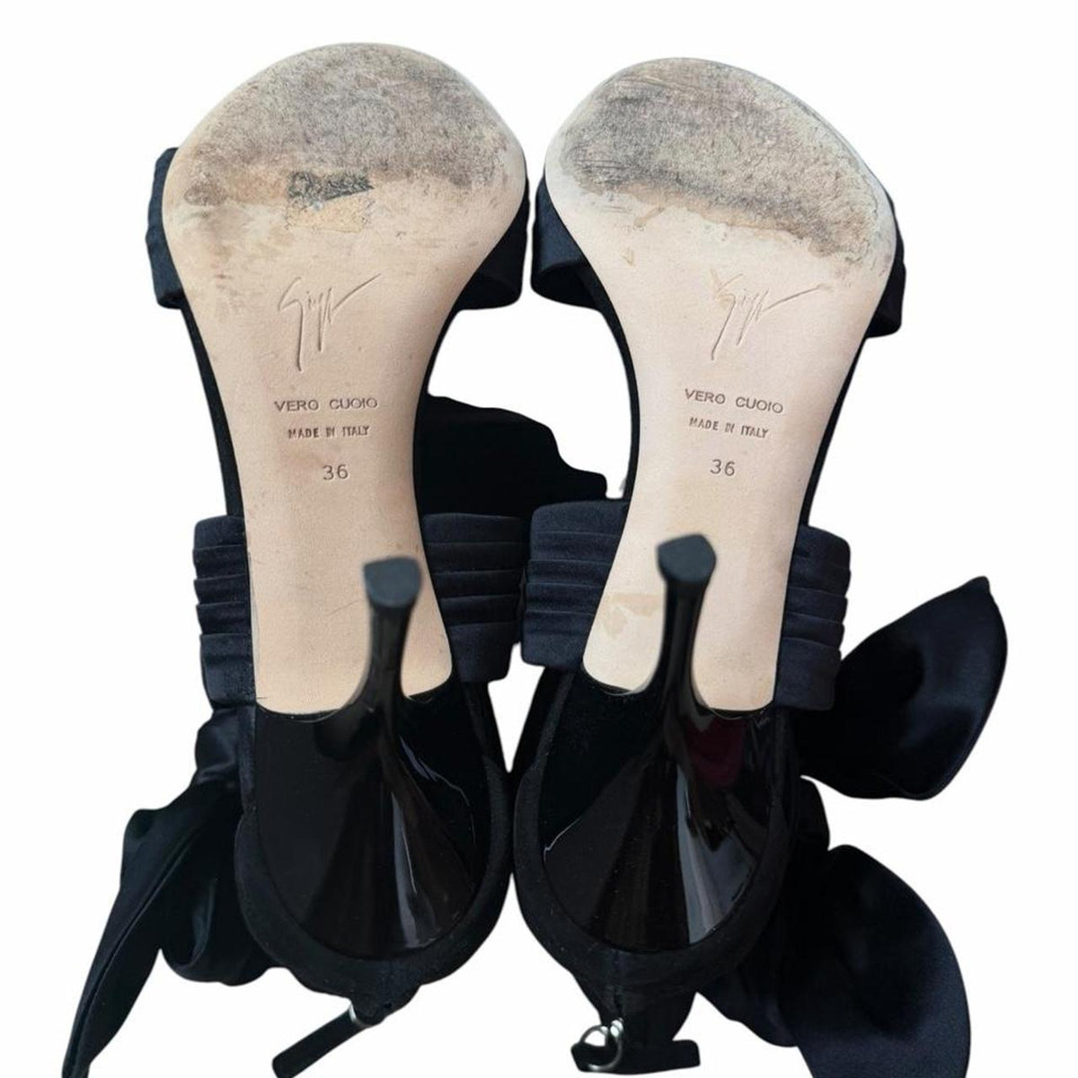 Giuseppe Zanotti Design Satin Ribbon Heeled Sandals Black