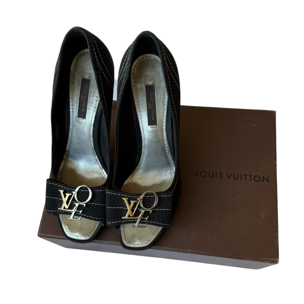 Louis Vuitton LOVE Logo Canvas Pumps