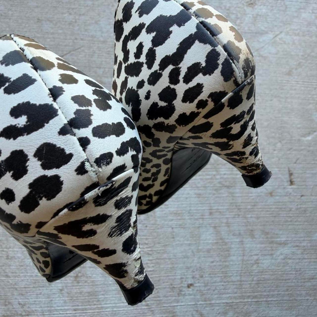 Saint Laurent Leopard Calf Hair Pointed Kitten Pumps