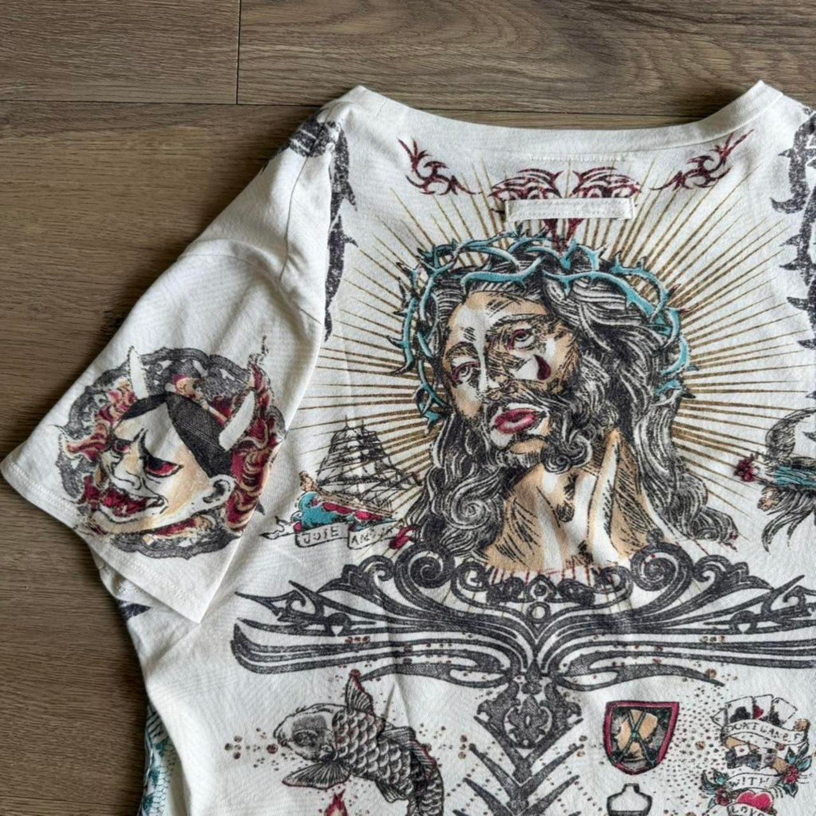 Jean Paul Gaultier Jesus & Mary Tattoo Print T-Shirt