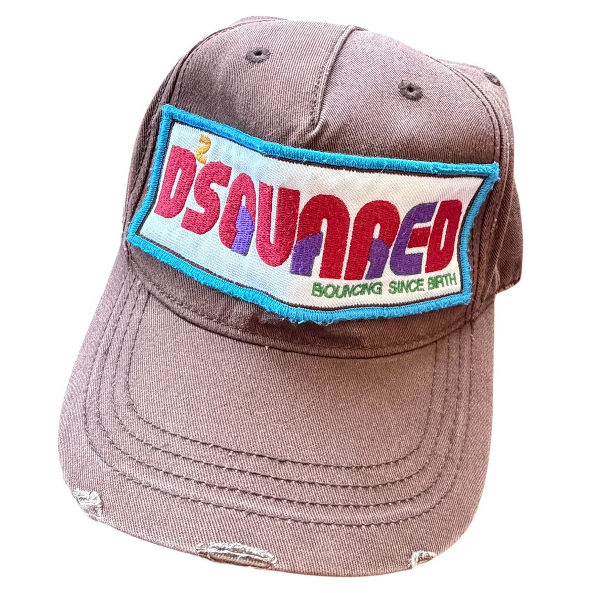 DSQUARED2 Patch Logo Cap Brown Distressed Paint Splatter