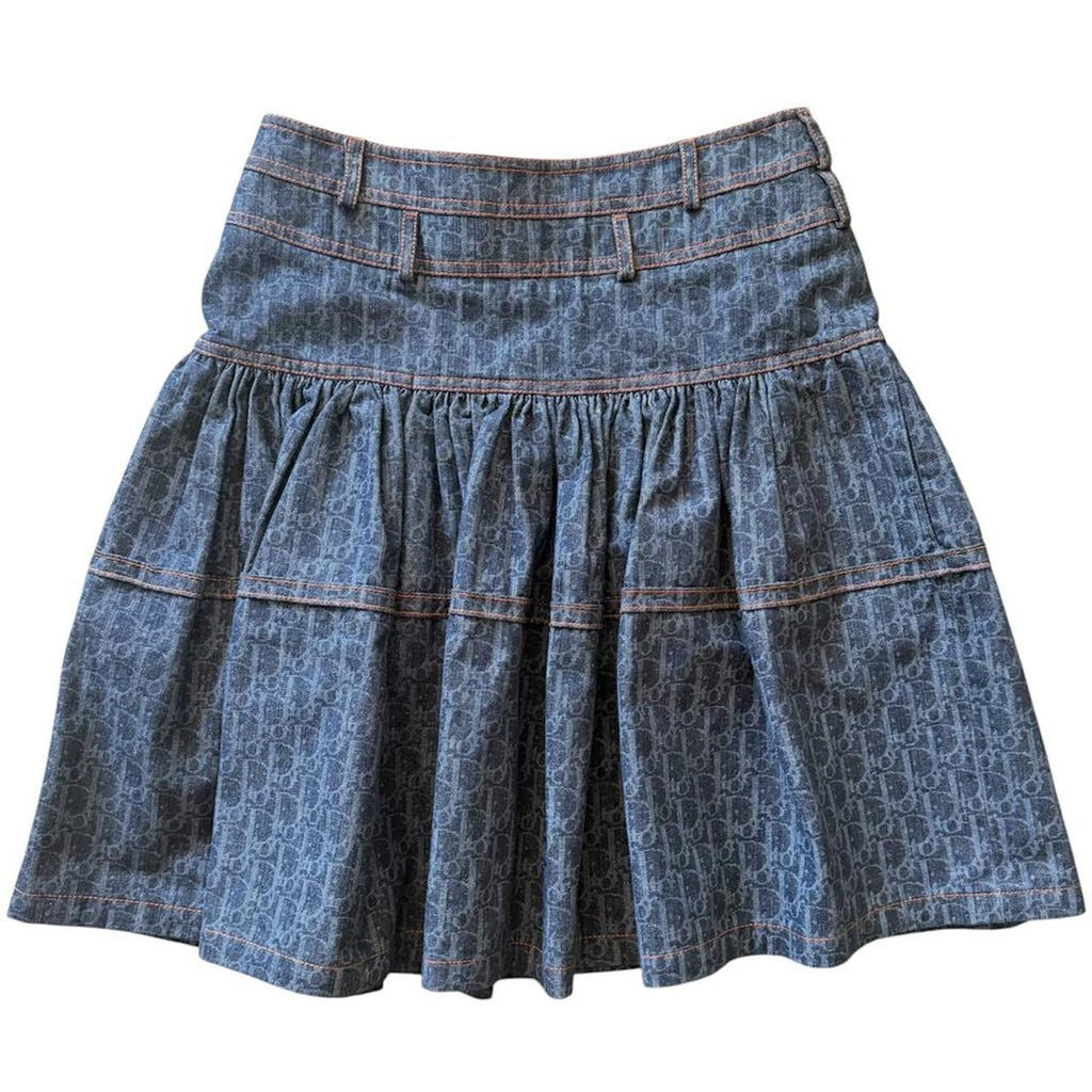 Christian Dior Trotter Monogram Denim Flared Skirt