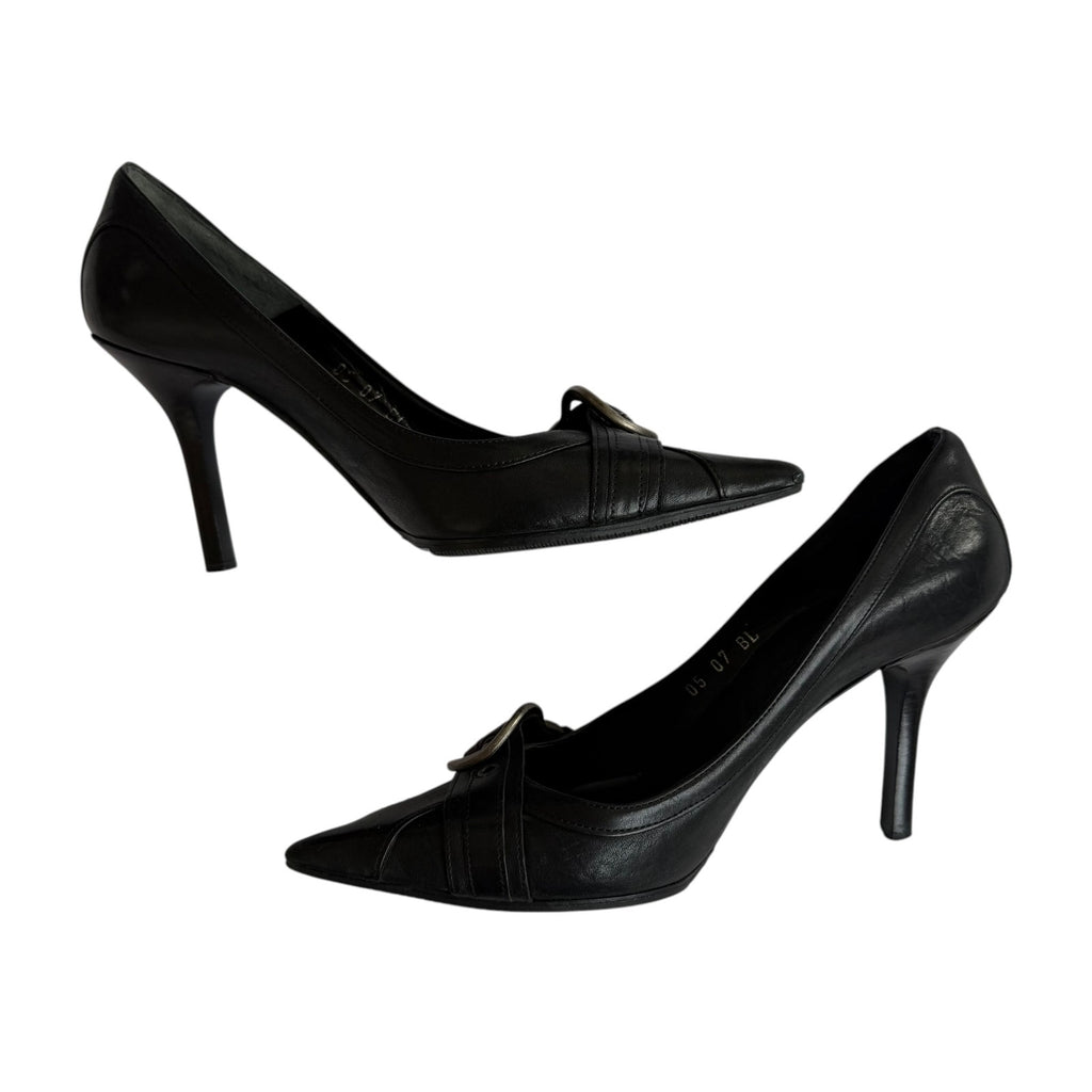 Christian Dior Galliano Leather Belted Pointed Toe Pumps