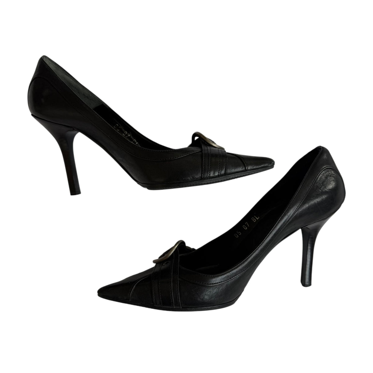 Christian Dior Galliano Leather Belted Pointed Toe Pumps