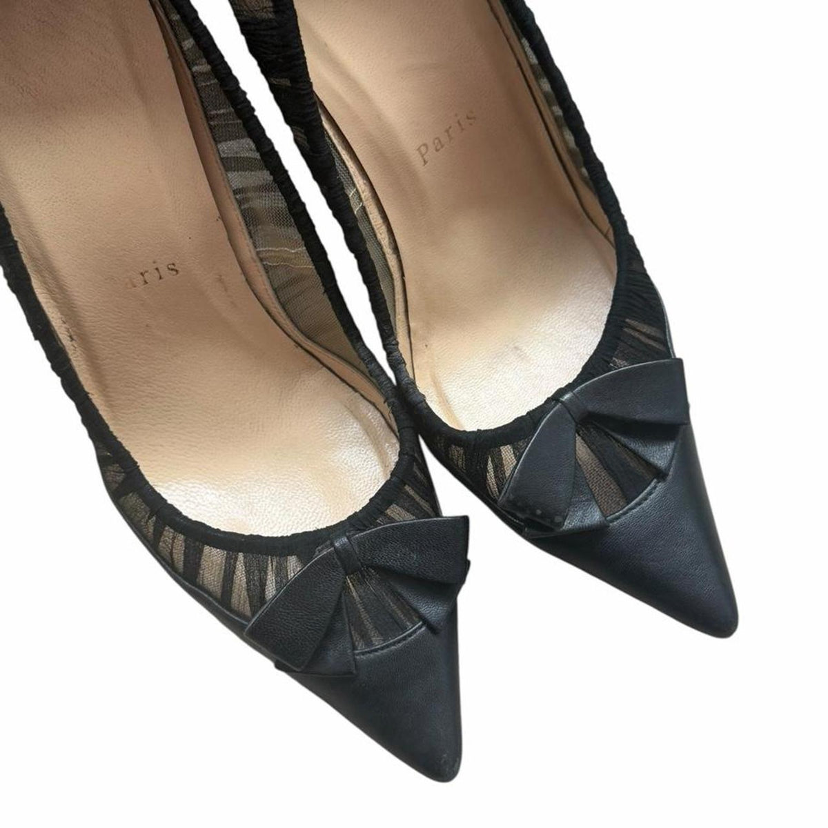 Christian Louboutin Sheer Panel Ribbon Pumps Black