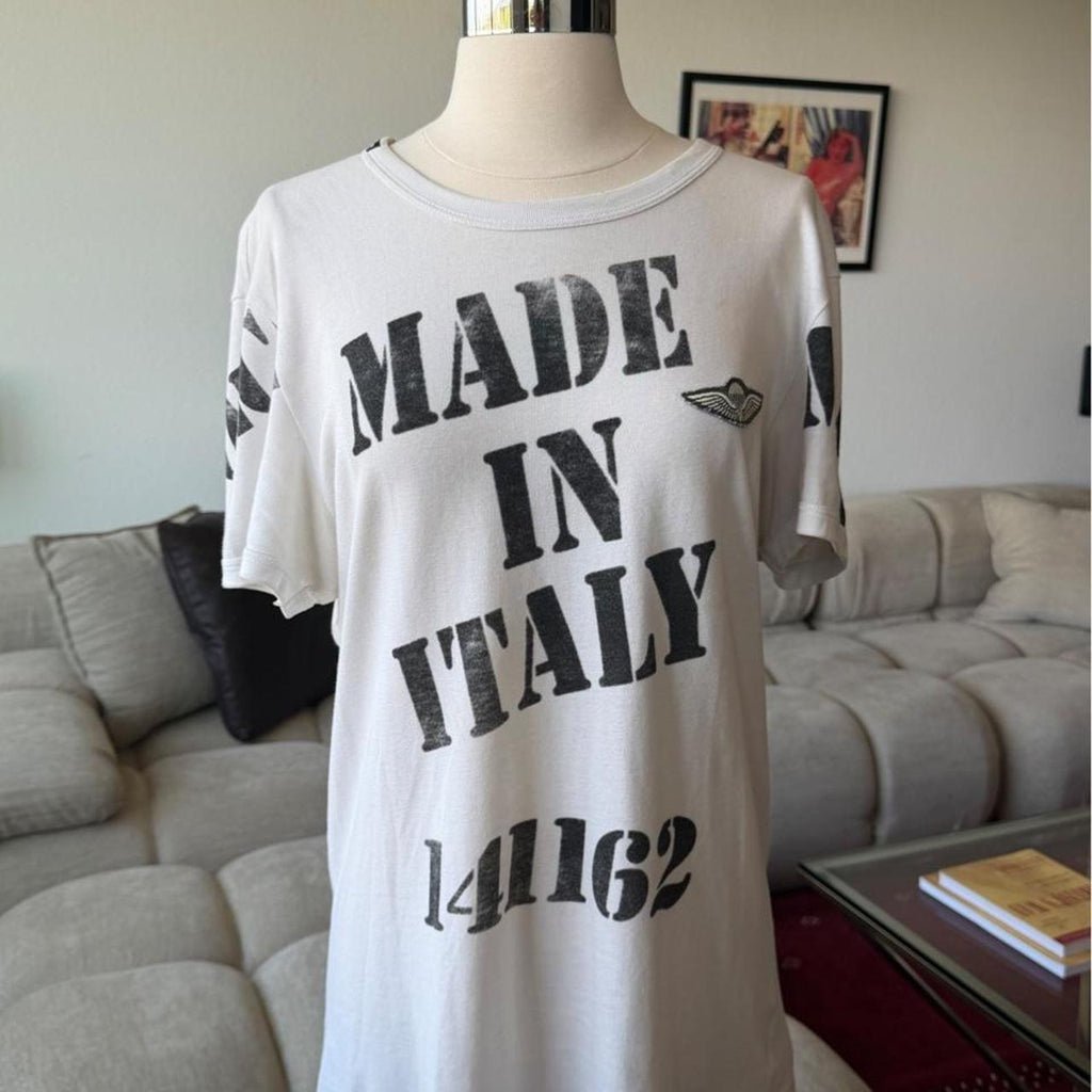 Dolce & Gabbana Made In Italy Stencil Print White T-Shirt