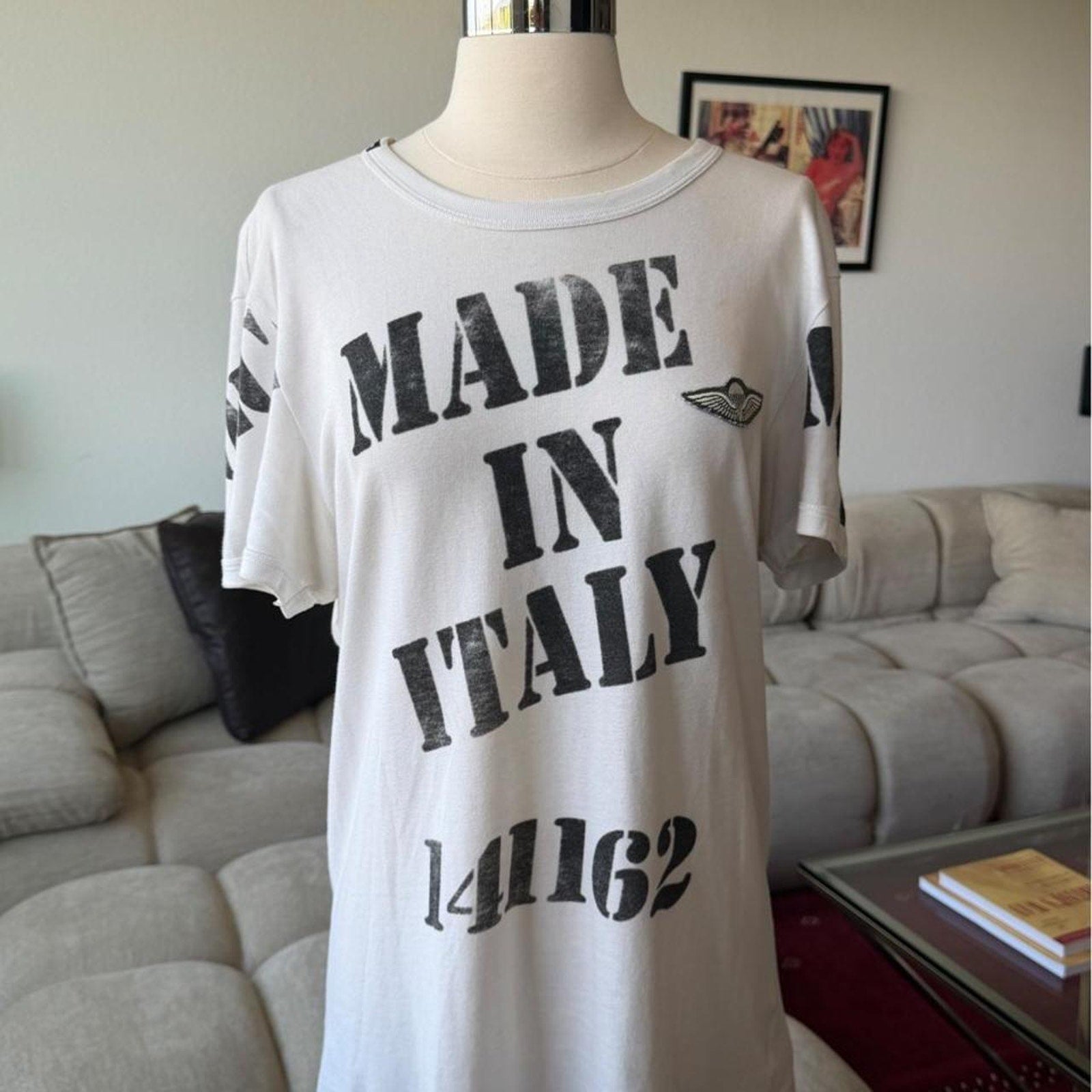 Dolce & Gabbana Made In Italy Stencil Print White T-Shirt