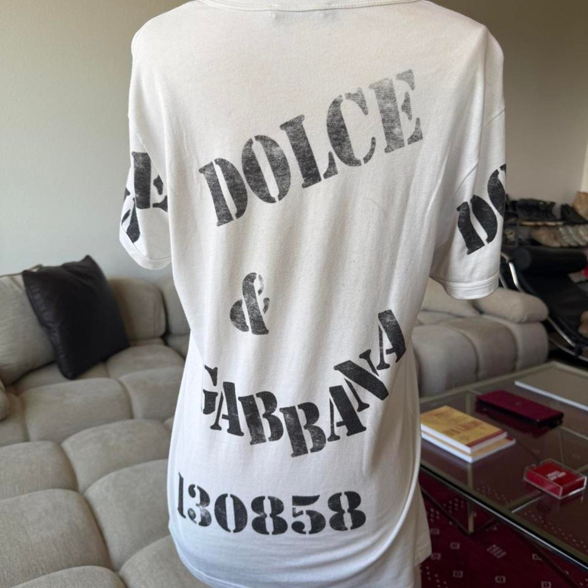 Dolce & Gabbana Made In Italy Stencil Print White T-Shirt
