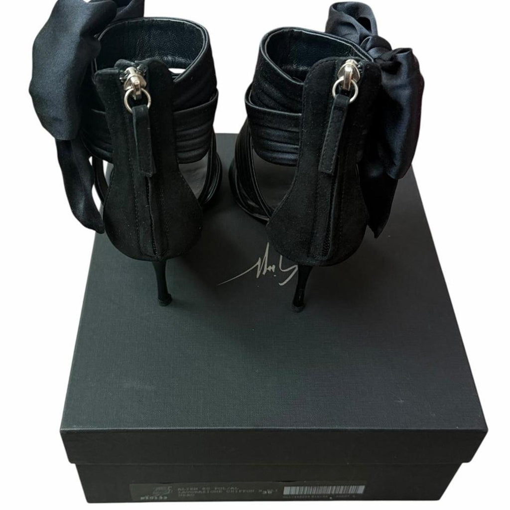 Giuseppe Zanotti Design Satin Ribbon Heeled Sandals Black