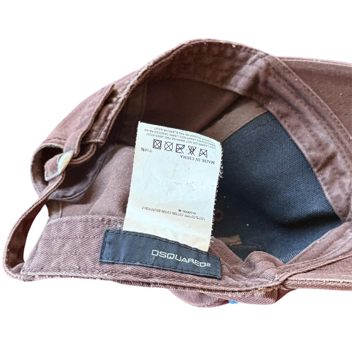 DSQUARED2 Patch Logo Cap Brown Distressed Paint Splatter