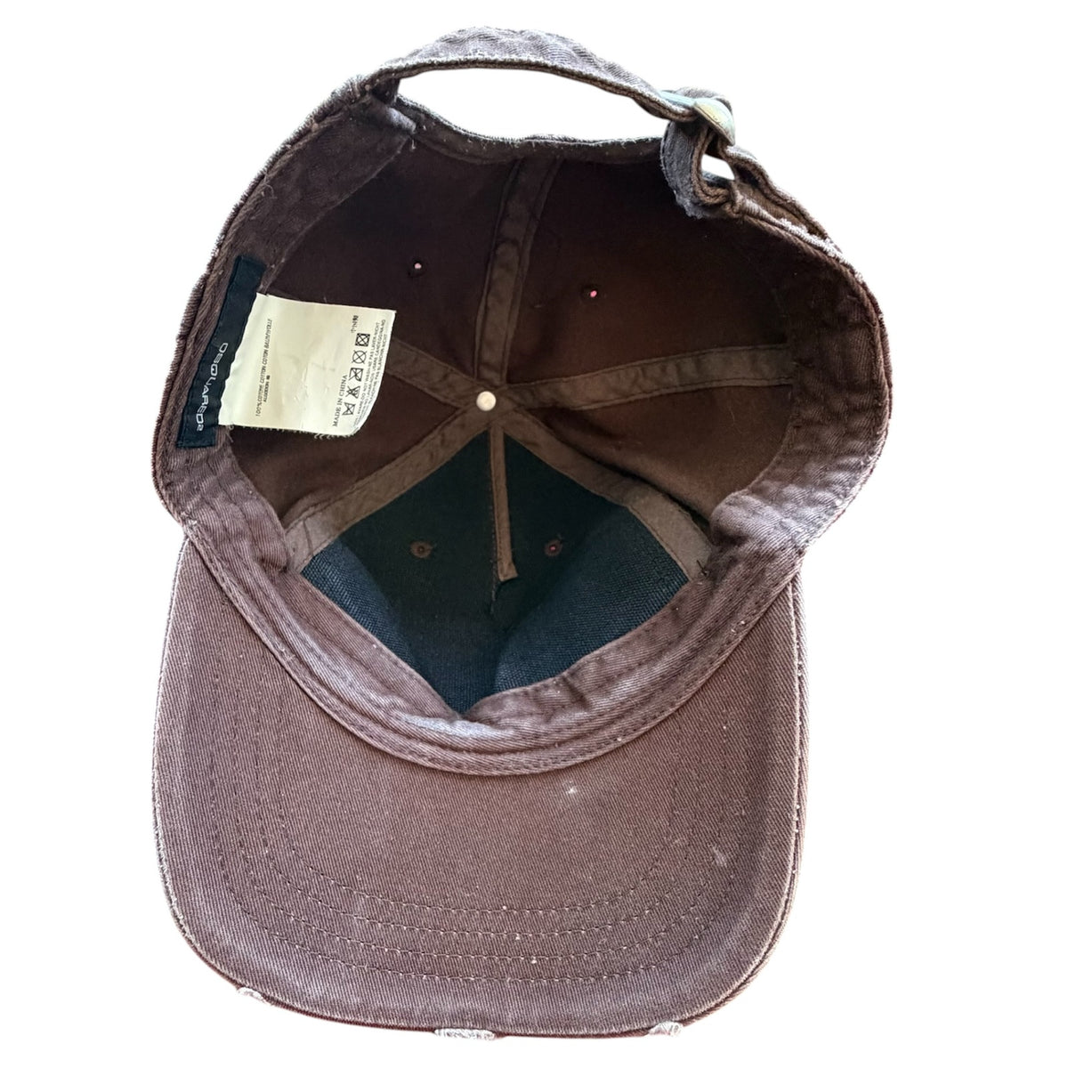 DSQUARED2 Patch Logo Cap Brown Distressed Paint Splatter