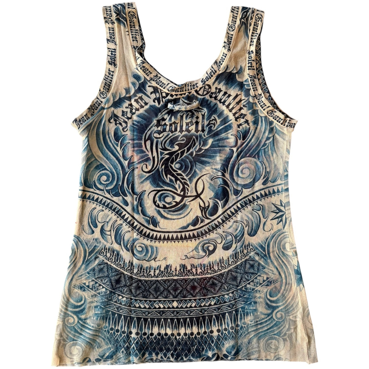 Jean Paul Gaultier Soleil Tattoo Mesh Tank Top