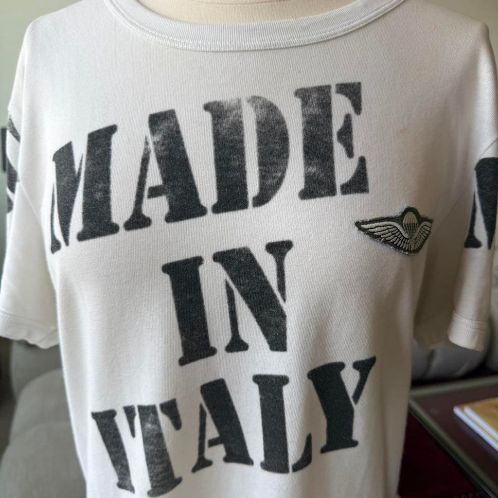 Dolce & Gabbana Made In Italy Stencil Print White T-Shirt